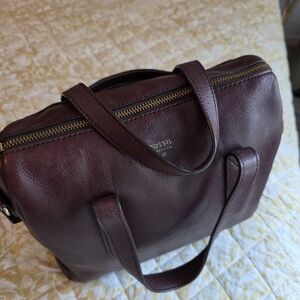 Fossil SYDNEY leather Satchel Raisin Color